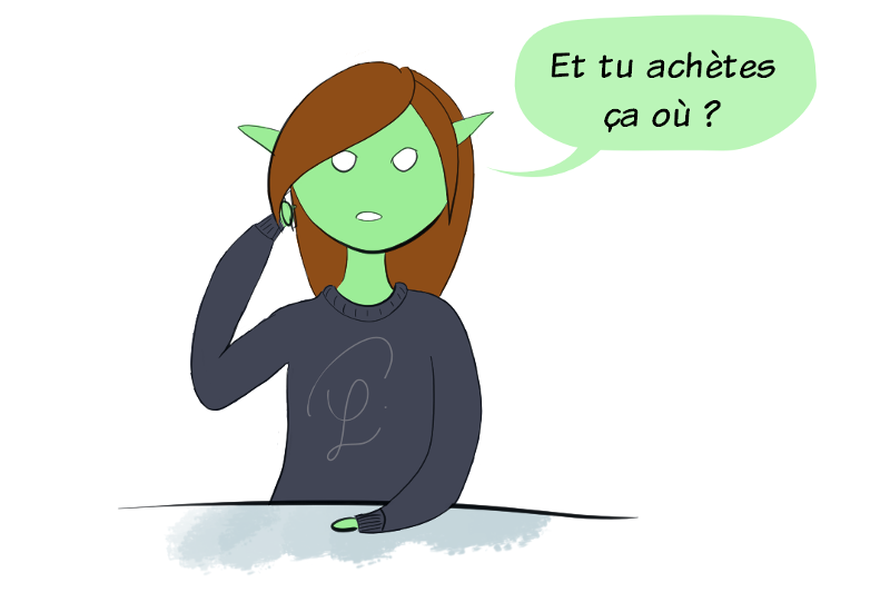 Pour s'intéresser, Petit Lutin lui demande où est-ce que sa mamie achète ces graines